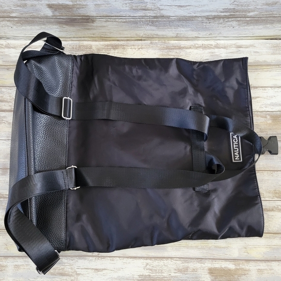 Nautica Black Foldover Large Backpack Bag Adjustable Straps Zip Pocket Buckle - Picture 3 of 11